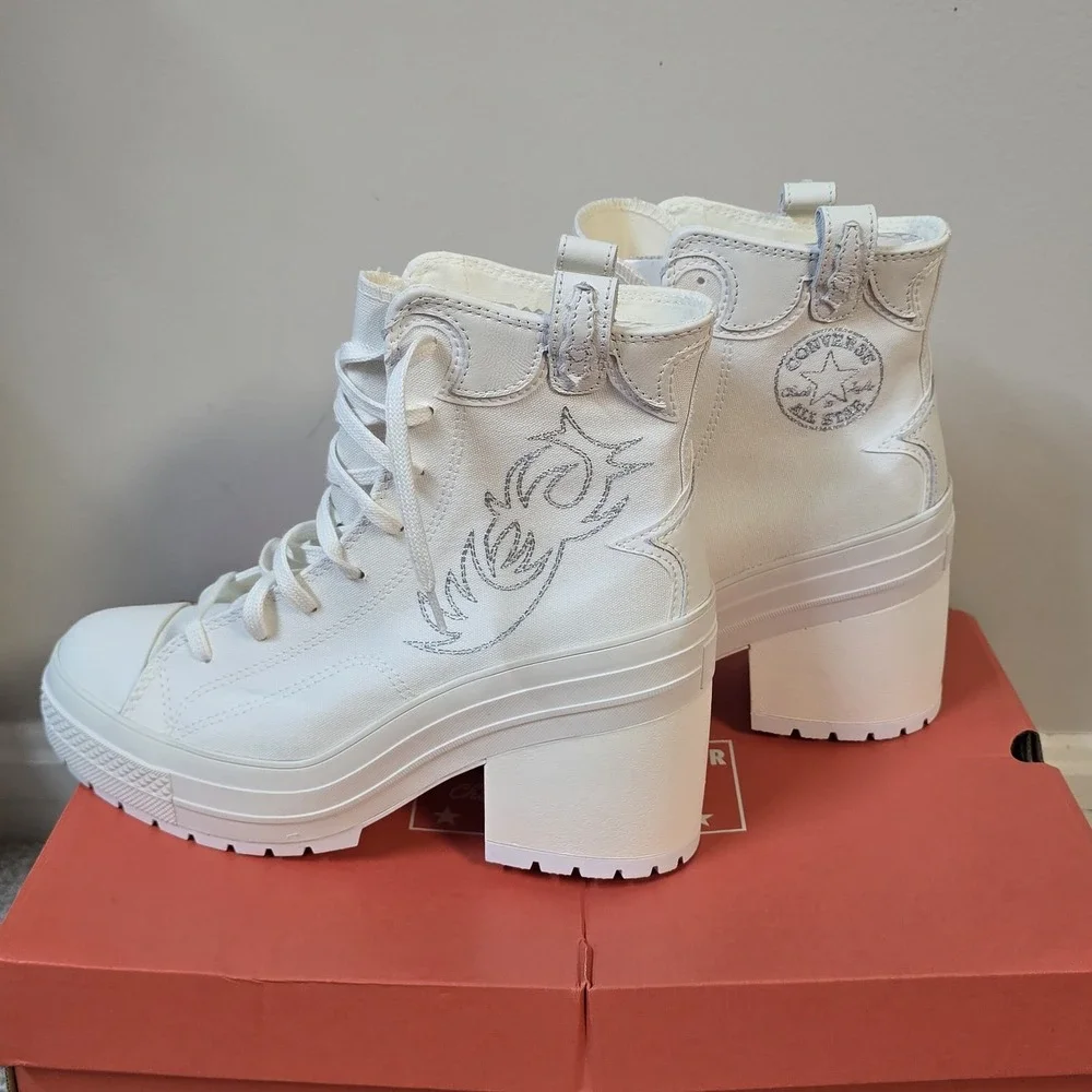 Converse Chuck 70 De Luxe Heel Hi A10335C‎ Vintage White Womens Sz 10 Festival
